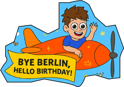Bye Berlin Hello Birthday airplane banner